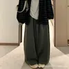 Calça feminina cinza escuro, novo estilo outono 2026, cintura alta, modelagem que afina, com caimento fluido, solta, estilo BF, casual, calça pantalona para baixinhas