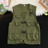 Chaleco de Verano para Hombre Ropa de Trabajo Bolsillo Grande Cinta Sin Mangas Chaleco Traje de Pesca Multibolsillo Chaleco Deportivo para Exteriores