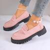 Novos Mocassins Primavera 2024 Confortáveis Casuais Estilo Britânico Sapatos Femininos Salto Grosso Solado Grosso Detalhe Retro Tamanho Grande Sapatos Femininos