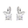 Brincos Femininos Versáteis S925 Personalizados Simples e Doces Nó de Corda Cubo de Açúcar Nicho Luxo Leve Alto Padrão Exquisite Brilhante Diamante