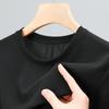 2025 Novo Estilo de Verão Masculino Jovem e de Meia-Idade Gola Redonda Fresco Respirável Flor de Osso Moda Tendência Camiseta de Manga Curta