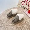Sapatos de Algodão com Solado Grosso e Salto Bolsa para Meninos e Meninas, Botas Curtas Simples Domésticas de Interior, Sapatos de Algodão Espessados de Veludo de Inverno, Botas de Neve Quentes