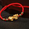 Nudo de dragón pareja cuerda roja pie plata oro chapado valiente pulsera 3D plata dura hombres y mujeres nuevo tejido a mano regalo mayoreo