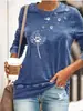 Comercio exterior estación independiente tienda propia shopify Amazon transfronterizo diente de león Fe impresa camiseta de manga larga para mujer