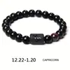 Amazon WISH Explosiones Calientes Pulsera Elástica de Doce Constelaciones Piedra Ojo de Tigre Ágata Pulsera de Cuentas de Color Mixto Tarjeta