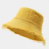 Chapéu de Pescador Retro Americano Desgastado com Borda Desfiada para Mulheres, Chapéu de Sol Casual da Moda Tendência para Uso Externo, Chapéu Bucket com Personalidade para Afinar o Rosto