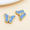 Cuentas espaciadoras de esmalte de ojo de la suerte de doble cara de acero inoxidable con cuentas estilo europeo y americano para accesorios de joyería hechos a mano DIY