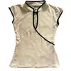 Nuevo Top Moda Y2K Estilo Europeo y Americano Transfronterizo Estampado Color Sólido Moda Ajustado Cuello Camisero Manga Corta