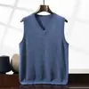 Chaleco de cachemira con cuello en V para hombre, jersey de cachemira, chaleco de punto sin mangas, suéter cálido y agradable para la piel, chaleco