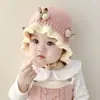 Gorro de Punto con Volantes de Flores Pequeñas para Bebé Otoño/Invierno Unisex para Niños Gorro de Lana para Bebé Primavera/Otoño Gorro de Princesa de Punto