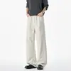 Calça Casual Plissada Preta Estilo Americano Secagem Rápida Masculina Primavera Outono Marca Tendência Solta Esportes ao Ar Livre Versátil Perna Reta Perna Larga