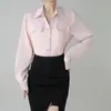 Camisa Branca de Manga Longa Estilo Francês para Mulheres 2026 Outono Novo Design Chique Top
