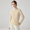 Novo suéter feminino de caxemira para outono e inverno com gola alta empilhada, macio e solto, suéter base de tricô pullover emagrecedor e versátil