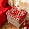 Funda de Tela para Mesita de Noche de Dormitorio Estilo Chino, Dragón y Fénix de Recorte de Papel Rojo para Boda, Carácter de Doble Felicidad, Arreglo de Decoración para Habitación de Boda, Tela de Cobertura Calada