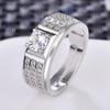 Explosões transfronteiriças Agressivo Diamante Completo Quatro Garras Anel Masculino Anel de Diamante Geométrico Acessórios de Moda Europeus e Americanos Abertura Ajustável