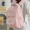 Mochila Escolar para Meninas, Estilo Japonês, Mochila com Laço em Cor Doce Fresca e Doce, Mochila Leve Versátil para Alunos do Ensino Fundamental II e Médio