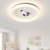 Nova Luminária de Teto LED para Quarto Infantil Estilo Creme com Design de Foguete de Desenho Animado, Redonda Protetora para os Olhos Iluminação Full-Spectrum Três Cores Dimerizável
