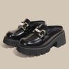Pantuflas Mula para Mujer con Hebilla de Caballo para Uso en Exteriores, Moda Verano 2025, Tacón Grueso, Sandalias de Suela Gruesa, Mules Cerrados sin Cierre