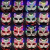 Máscara de Zorro Pluma Luminosa Media Cara Cara de Gato para Hombres, Mujeres, Niños Fiesta Baile Halloween Suministros para Actuación Metabo