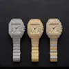 Nuevo Modelo Directo de Fábrica Reloj Cuadrado para Hombre Incrustado de Diamantes al por Mayor Transfronterizo Cielo Estrellado Correa de Acero Reloj para Hombre
