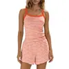Conjunto de dos piezas de verano 2026 a rayas con tirantes y shorts, transfronterizo europeo y americano para mujer, ropa casual para el hogar, adecuado para usar al aire libre, estilo vacacional