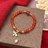 Pulsera de Cuentas de Calcedonia Natural Colgante de Turquesa Natural Perla de Agua Dulce Zircón Micro-incrustado Pulsera con Colgante de Abeja