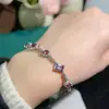Pulsera Alexander cultivada en laboratorio incrustada con múltiples gemas plata de ley s925 incrustada con piedras que cambian de color