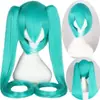 Hatsune Miku Verde Lago Dulce Estilo Natural Doble Cola de Caballo Convención de Anime Cosplay Cabello Largo Liso Cosplay de Hatsune