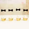Exclusivo Transfronteiriço Terno Preto Chapéu Gravata Topper de Bolo Decoração de Festa Bandeira de Papel com Glitter Atacado