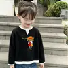 Camiseta Elegante de Manga Longa para Meninas, Novo Estilo Primavera/Outono, para Crianças Médias e Maiores, Malha Waffle Falsa Duas Peças Casual Versátil Gola Redonda Camada Base