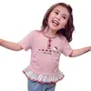 Camiseta de Verano para Niñas 2026 Estilo Nuevo para Niños Mayores, Cuadros con Adorno de Encaje, Top Holgado Elegante