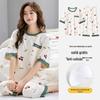 Pijama feminino de manga curta com estampa de desenho animado, roupa fina para casa com bojo no peito, pode ser usado em qualquer lugar
