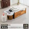 Cama de Shampoo de Madeira Maciça para Cuidados com a Saúde e Salões de Beleza, Aquecedor de Água a Vapor Especializado, Cama Integrada com Spa para Pés com Massagem para Exportação