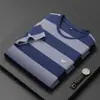 Camiseta Masculina de Verão Algodão Manga Curta Transfronteiriça, Gola Redonda, Padrão de Listras Largas, Modelagem Solta, Estilo Pai Versátil