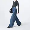 Jeans de pierna ancha para mujer con diseño vintage lavado de algodón Tencel, pantalones rectos holgados de cintura alta estilo americano para otoño e invierno 2026