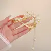 Pinza Retorcida de Borla de Camelia Estilo Chino Accesorio para el Cabello de Alta Gama Pinza de Garra Metálica Nueva Horquilla de Estilo Antiguo para la Parte Posterior de la Cabeza