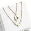 Moda Transfronteiriça Elegante Simples Pingente Geométrico em Forma de V Conjunto de 2 Peças para Mulheres Corrente de Suéter Colar em Camadas Venda Quente