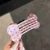 Pinza para el pelo de estilo coreano, dulce y linda, de lunares y hueso, pinza de cocodrilo con cristales brillantes y flores, para peinados de media coleta en la parte trasera de la cabeza, fácil de usar