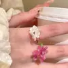 Anillo Flor Violeta Niña Principios de Primavera 2025 Nuevo Anillo Coreano para Dedo Anillo Elástico de Perlas Novia Anillo Apilable