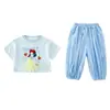 Conjunto de Verão Branca de Neve para Meninas, Manga Curta, Estilo Fino, Novo Estilo 2026, Conjunto de Duas Peças Casual e Estiloso para Bebês Meninas