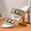 Sandalias de Cuero de Moda para Hombre Verano Simples Versátiles Antideslizantes Suela Suave Pantuflas Mismo Estilo que las del Centro Comercial Hombres Playa