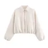 Comércio Exterior Moda Feminina Atacado Estilo Europeu e Americano 2025 Outono Nova Moda Versátil Bainha Bufante Jaqueta Casual