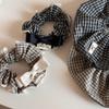 Scrunchie Rosa Laço Doce Tecido Xadrez Elástico de Cabelo para Mulheres Corda de Cabelo de Menina Vintage Acessório de Cabelo Faixa de Cabeça Ornamento de Cabelo