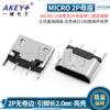MICRÓFONO MICRO 2p/boca plana sin bordes asiento de placa base enchufe directo vertical 2 pines 2 pines conector USB interfaz de carga Android