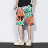 Shorts de Playa de Moda para Hombre Verano Casual Sueltos Florales Resistentes al Agua Tela de Hielo Fina Secado Rápido Largo hasta la Rodilla