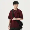 Camiseta lavada de cuello redondo, estilo americano, peso pesado, corte holgado, top estampado de moda, nueva camisa casual de manga corta para hombre de verano 2026