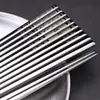 Palillos de acero inoxidable 304, palillos láser chinos, vajilla de regalo, palillos cuadrados antideslizantes y antiescaldaduras, vajilla para el hogar y el hotel.
