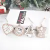 Suministros para Decoración Navideña Colgantes Navideños de Madera Corte Láser Colgantes Blancos de Doble Capa Colgantes de Copo de Nieve para Árbol de Navidad