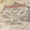 Pantaletas de algodón puro para niñas, color de contraste, empalme, dulces, 10A antibacterianas, transpirables, entrepierna extendida, de cintura media, que se ajustan a la cadera, para mujer