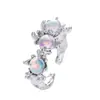 Anillo de flor de circón de doble capa japonés y coreano, diseño de nicho INS femenino, anillo de dedo índice incrustado de diamantes de lujo ligero, ajustable
